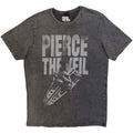 Pierce The Veil Unisex Stone Wash T-Shirt: Large Text (Charcoal Grey)