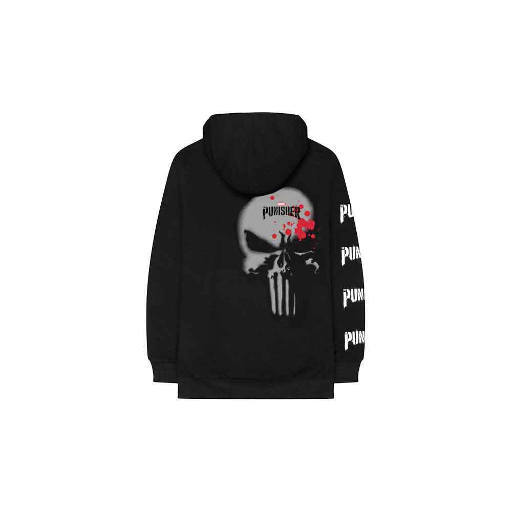 Marvel Comics Unisex Pullover Hoodie: Punisher Stamp (Black) (Back Print & Sleeve Print)