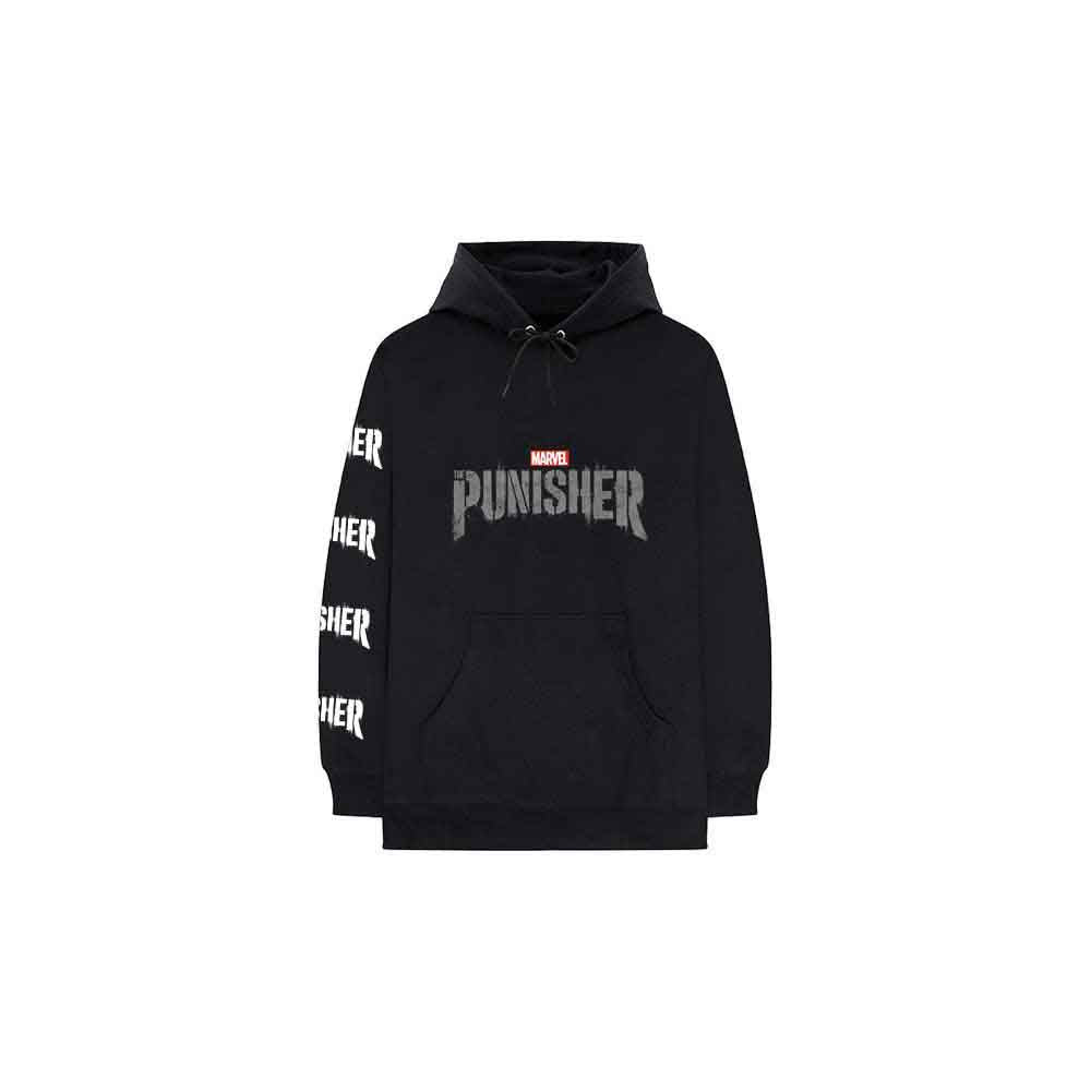 Marvel Comics Unisex Pullover Hoodie: Punisher Stamp (Black) (Back Print & Sleeve Print)