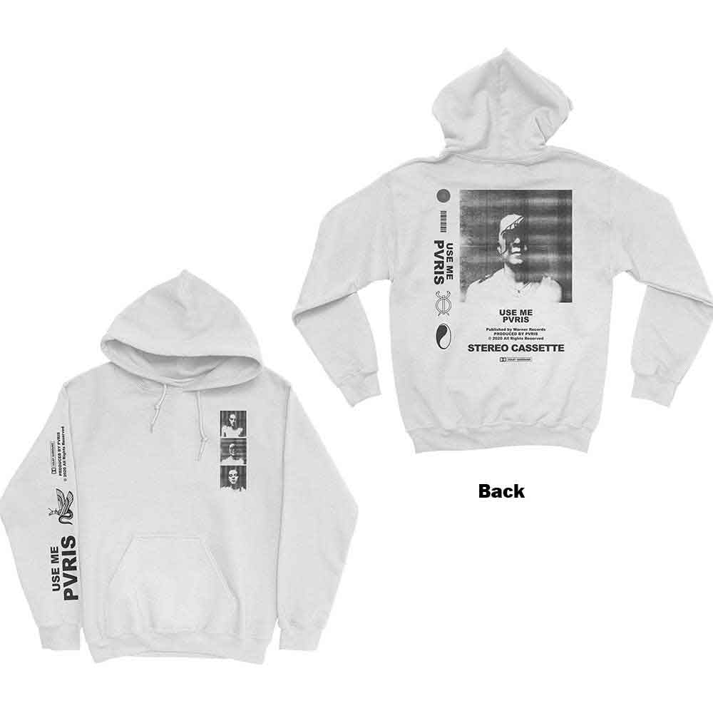 PVRIS Unisex Pullover Hoodie: Use Me Copyright (White) (Back Print & Sleeve Print)
