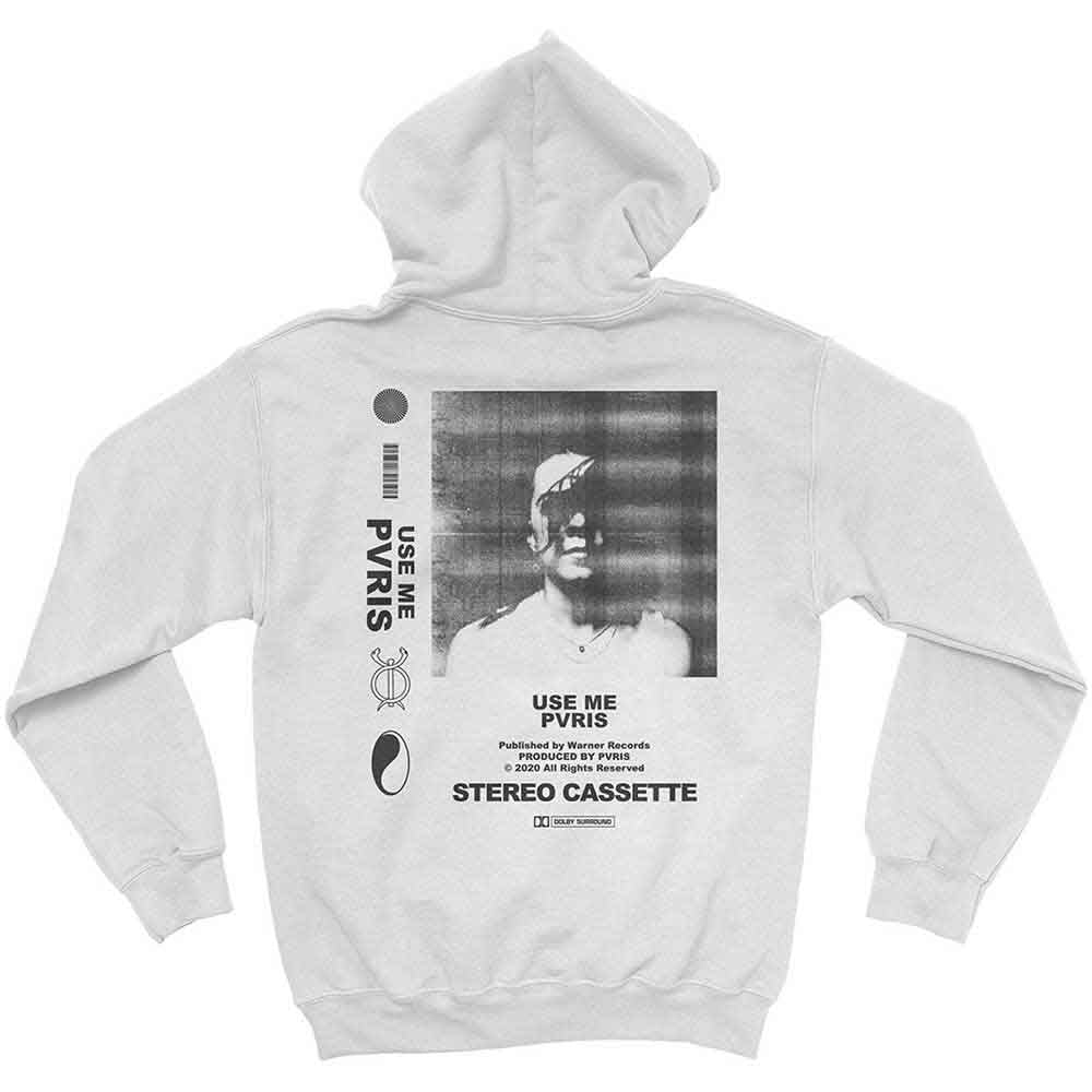 PVRIS Unisex Pullover Hoodie: Use Me Copyright (White) (Back Print & Sleeve Print)
