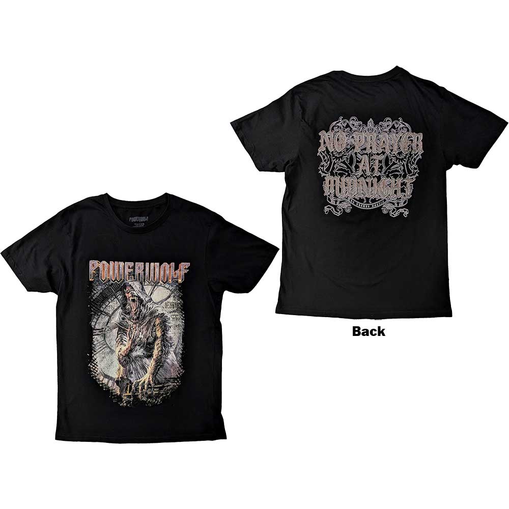 Powerwolf Unisex T-Shirt: No Prayer (Black) (Back Print)
