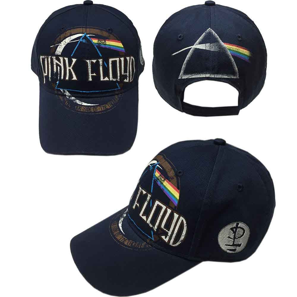 Pink Floyd: Dark Side of the Moon Album Distressed Unisex Baseball Cap (Navy Blue)