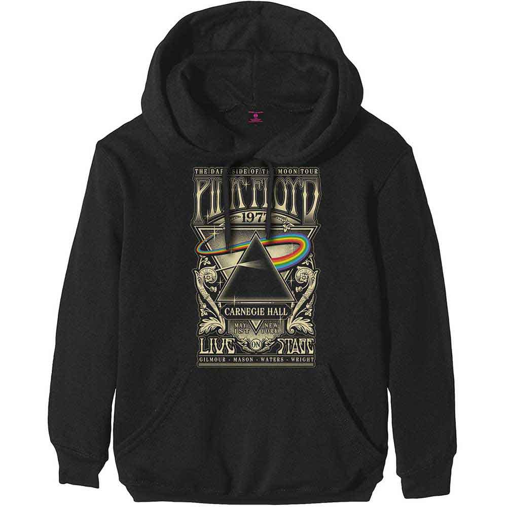 Pink Floyd Unisex Pullover Hoodie: Carnegie Hall Poster (Black)