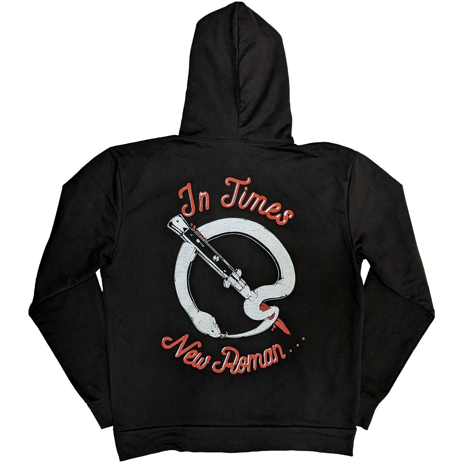 Queens Of The Stone Age Unisex Pullover Hoodie: Snake Logo (Black) (Back Print)