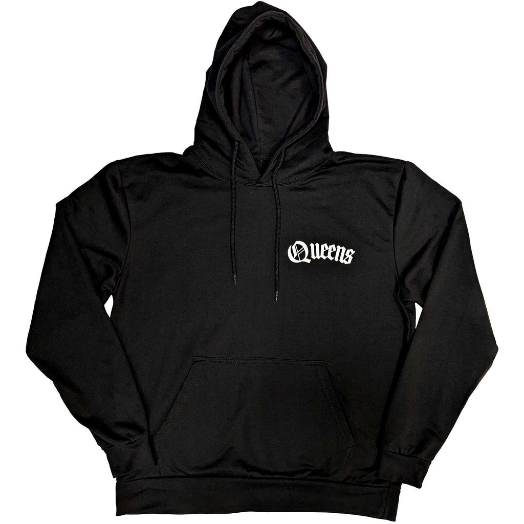Queens Of The Stone Age Unisex Pullover Hoodie: Floral Chains (Black) (Back Print)