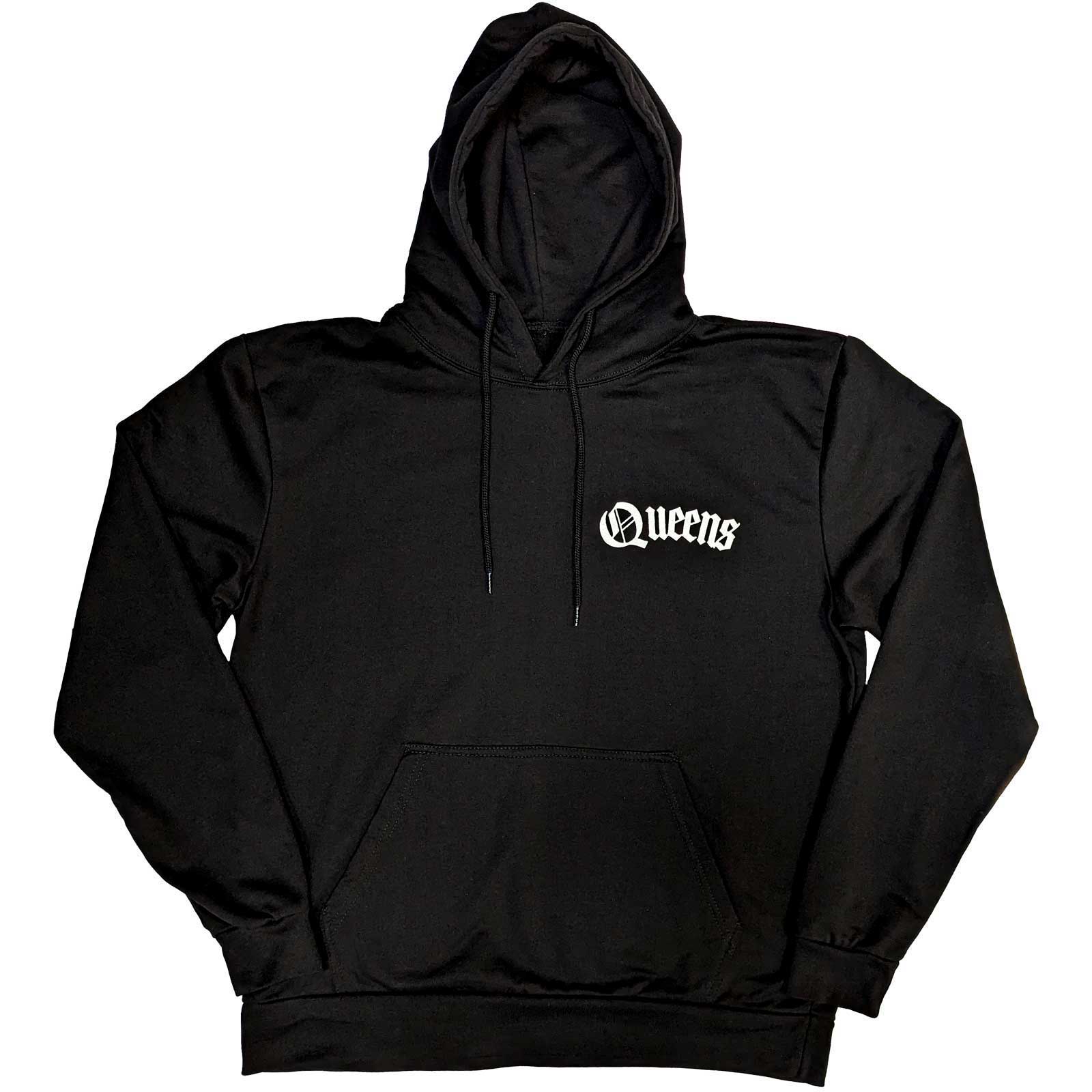 Queens Of The Stone Age Unisex Pullover Hoodie: Floral Chains (Black) (Back Print)