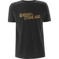 Queens Of The Stone Age Unisex T-Shirt: Metallic Text Logo (Grey)