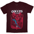 Queens Of The Stone Age Unisex T-Shirt: Bat (Maroon Red)