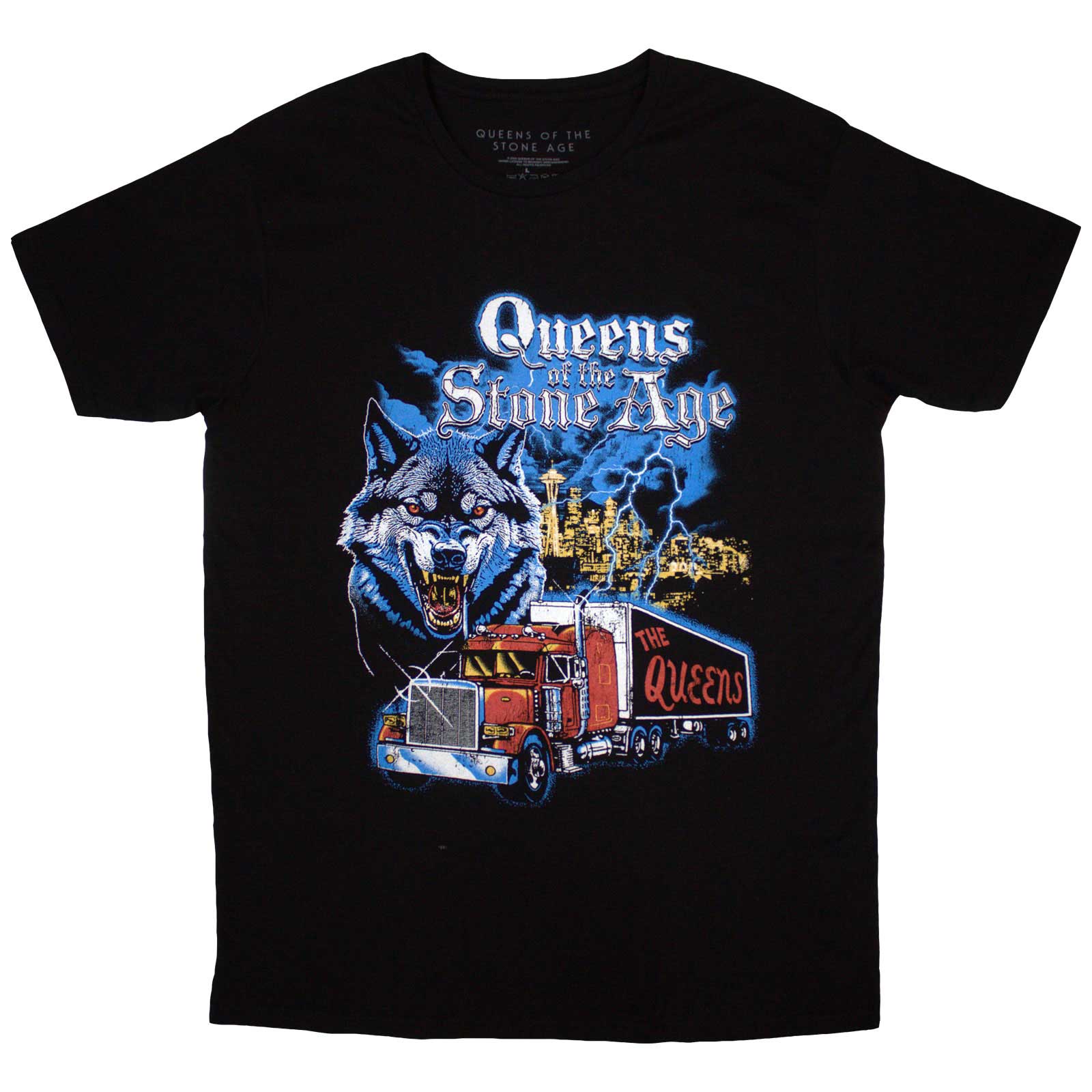 Queens Of The Stone Age Unisex T-Shirt: Wolf Skyline (Black)