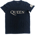 Queen Unisex T-Shirt: Logo & Crest Applique (Navy Blue) (Embellished) (LOS)