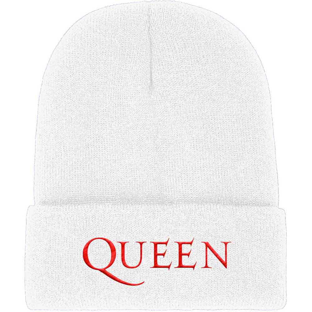 Queen Unisex Beanie Hat: Logo (White)