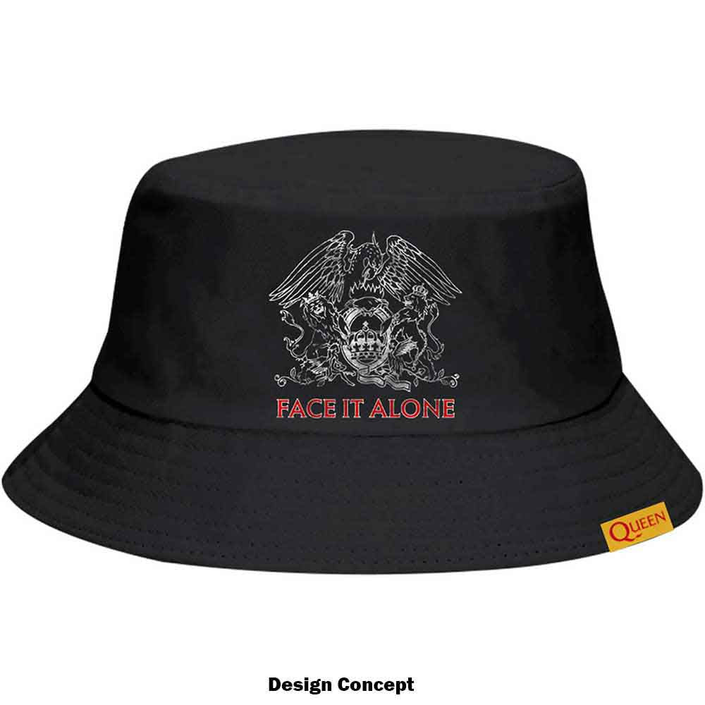Queen Unisex Bucket Hat: Face it Alone (Black)