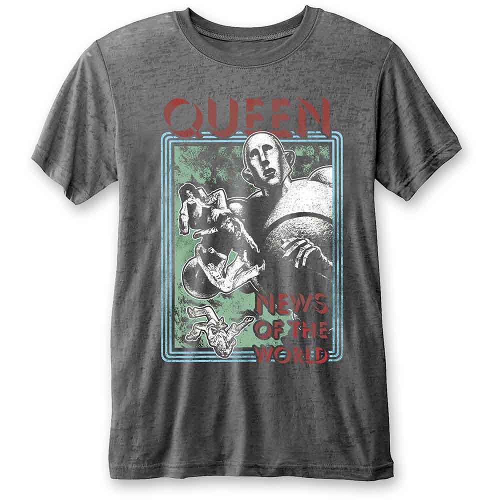 Queen Unisex Burnout T-Shirt: News of the World (Charcoal Grey)