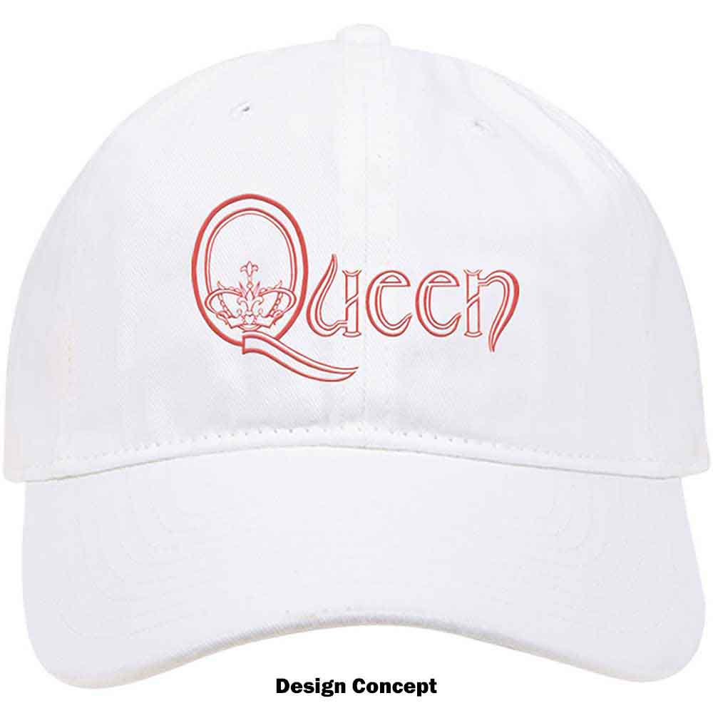Queen Unisex Baseball Cap: Crown In Q Logo (White)