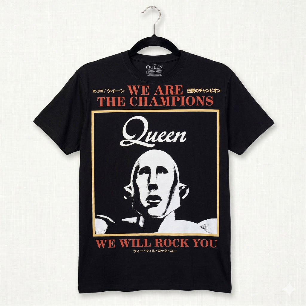 Queen Unisex Premium Carbon T-Shirt: We Are The Champions (Black)