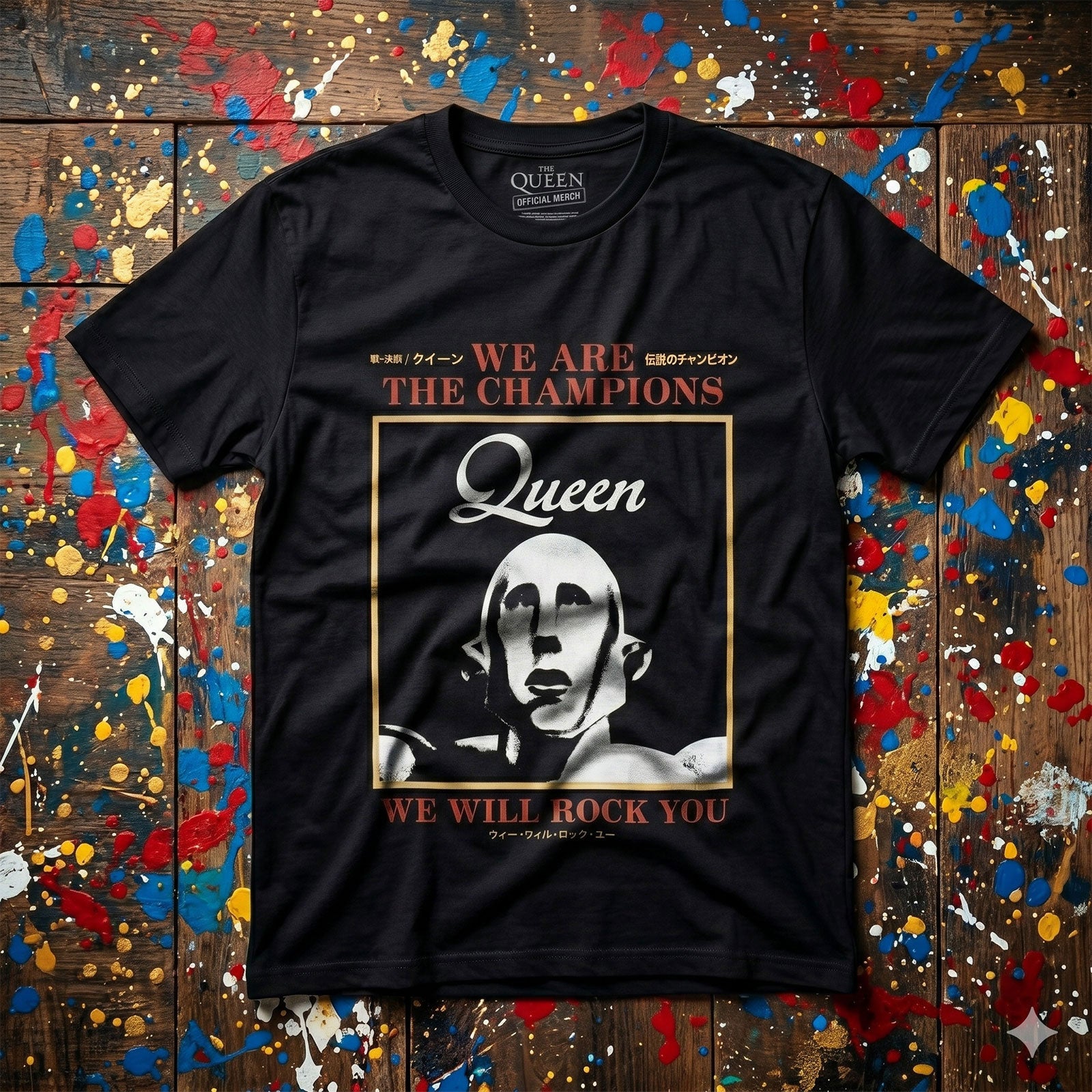 Queen Unisex Premium Carbon T-Shirt: We Are The Champions (Black)