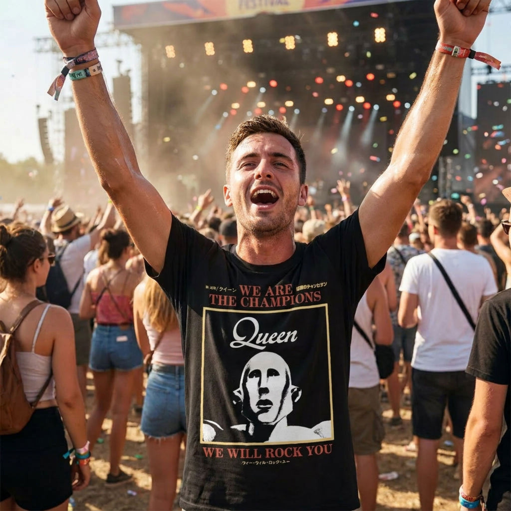 Queen Unisex Premium Carbon T-Shirt: We Are The Champions (Black)