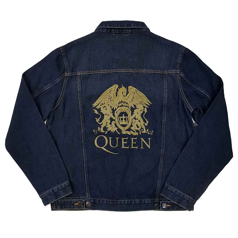 Queen Unisex Denim Jacket: Classic Crest (Denim Blue) (Back Print)