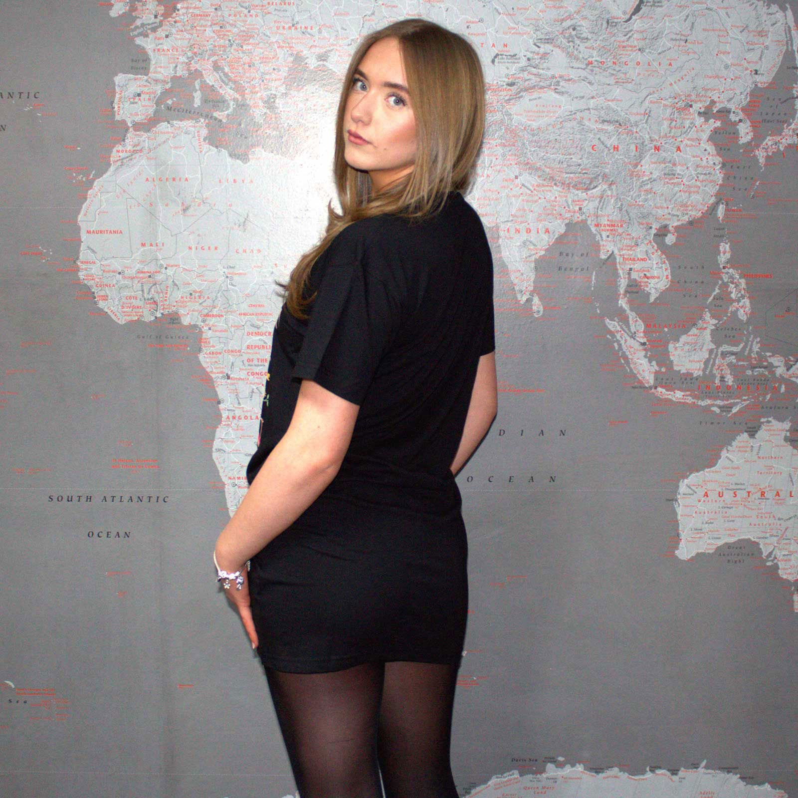 Queen Ladies T-Shirt Dress: Classic Crest (Black)