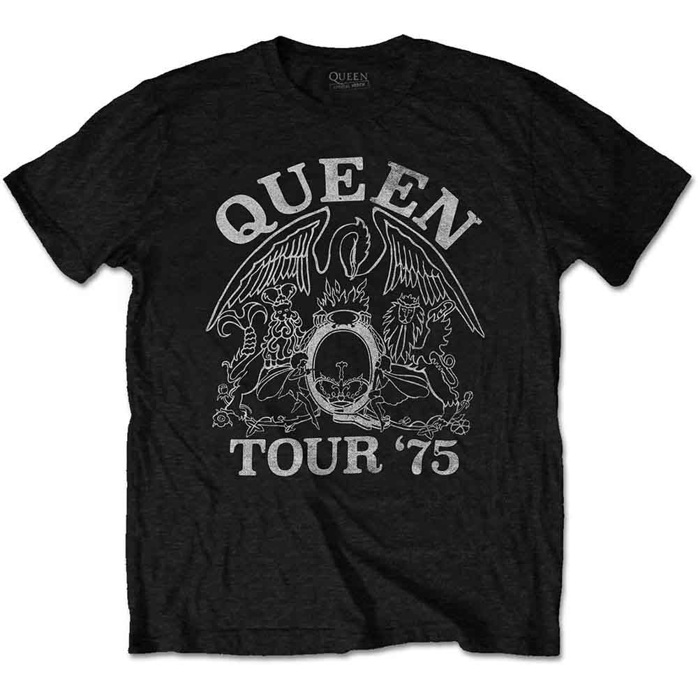 Queen Unisex T-Shirt: Tour '75 (Black)