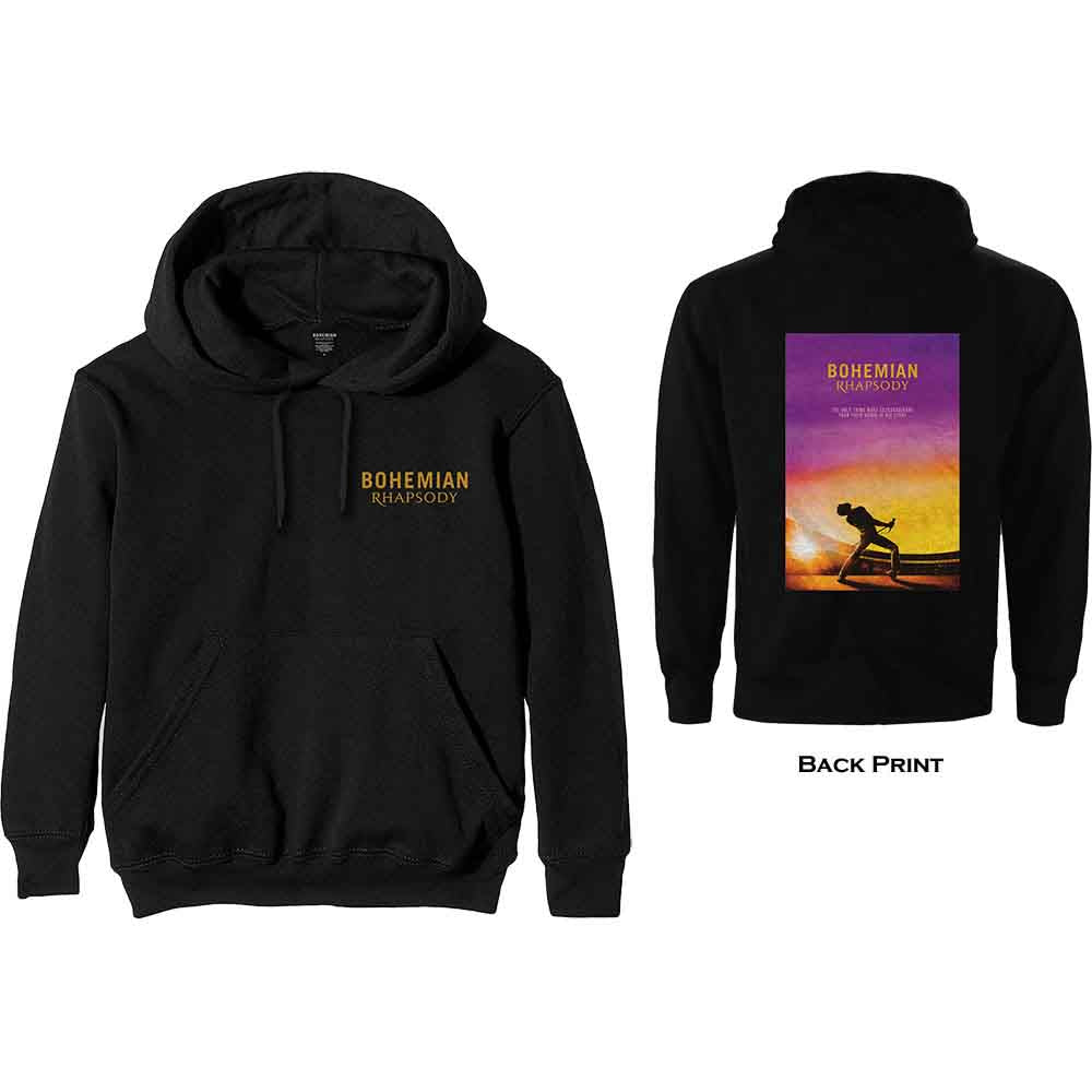 Queen Unisex Pullover Hoodie: Bohemian Rhapsody Movie Poster (Black) (Back Print) (LOS)