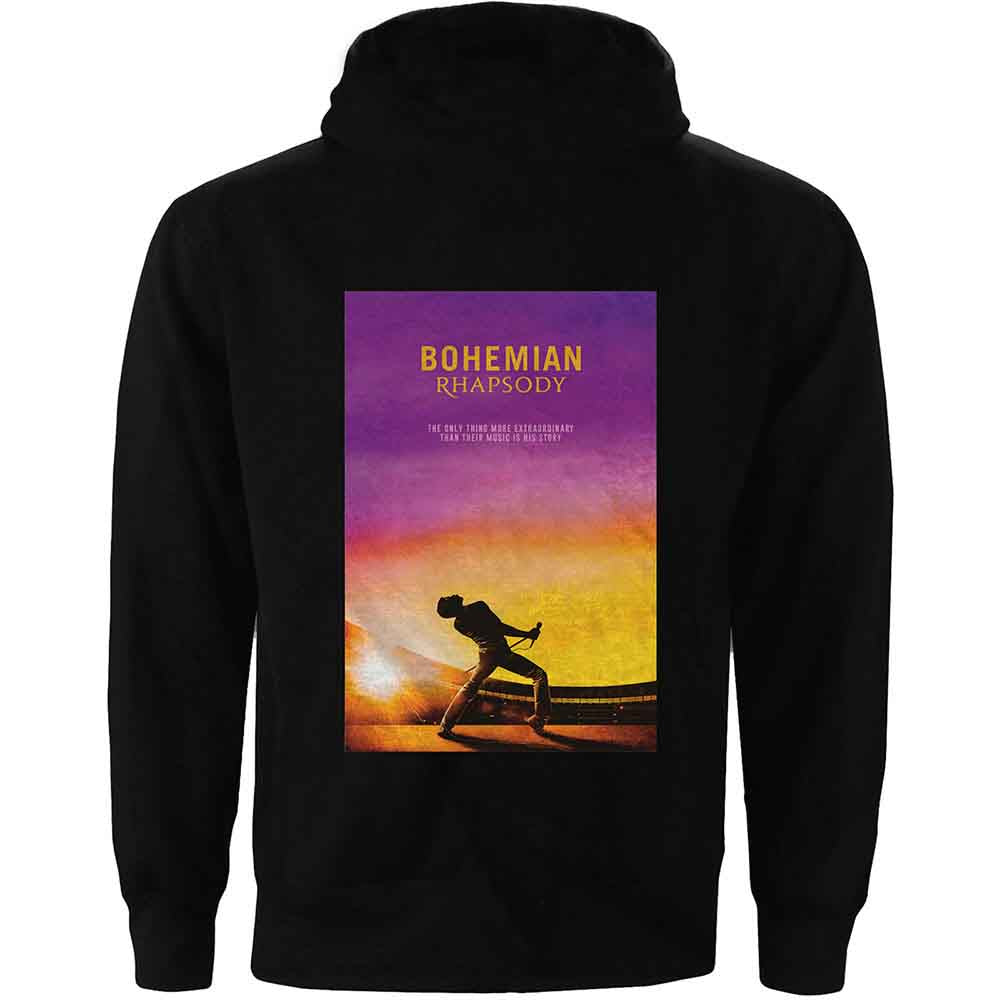 Queen Unisex Pullover Hoodie: Bohemian Rhapsody Movie Poster (Black) (Back Print) (LOS)