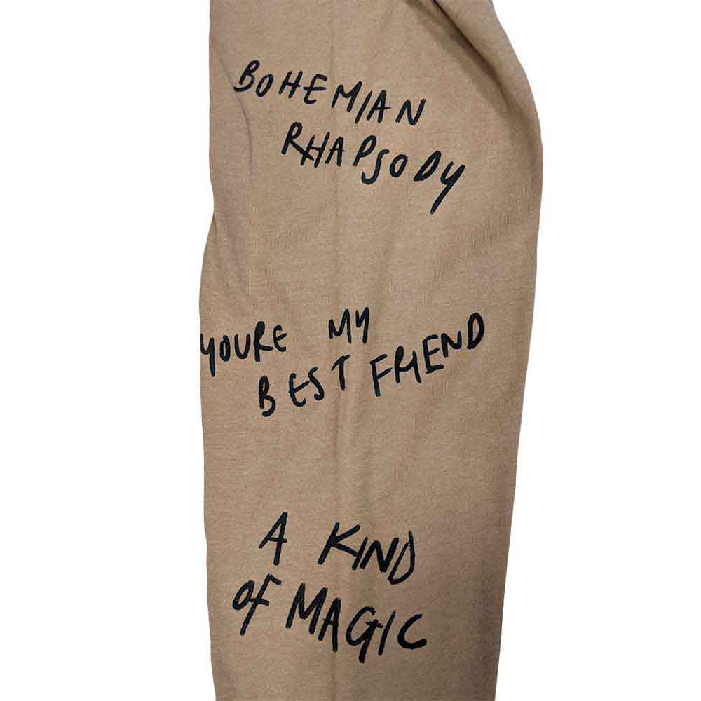 Queen Unisex Long Sleeve T-Shirt: Handwritten (Sand) (Sleeve Print)