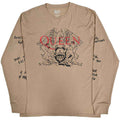 Queen Unisex Long Sleeve T-Shirt: Handwritten (Sand) (Sleeve Print)