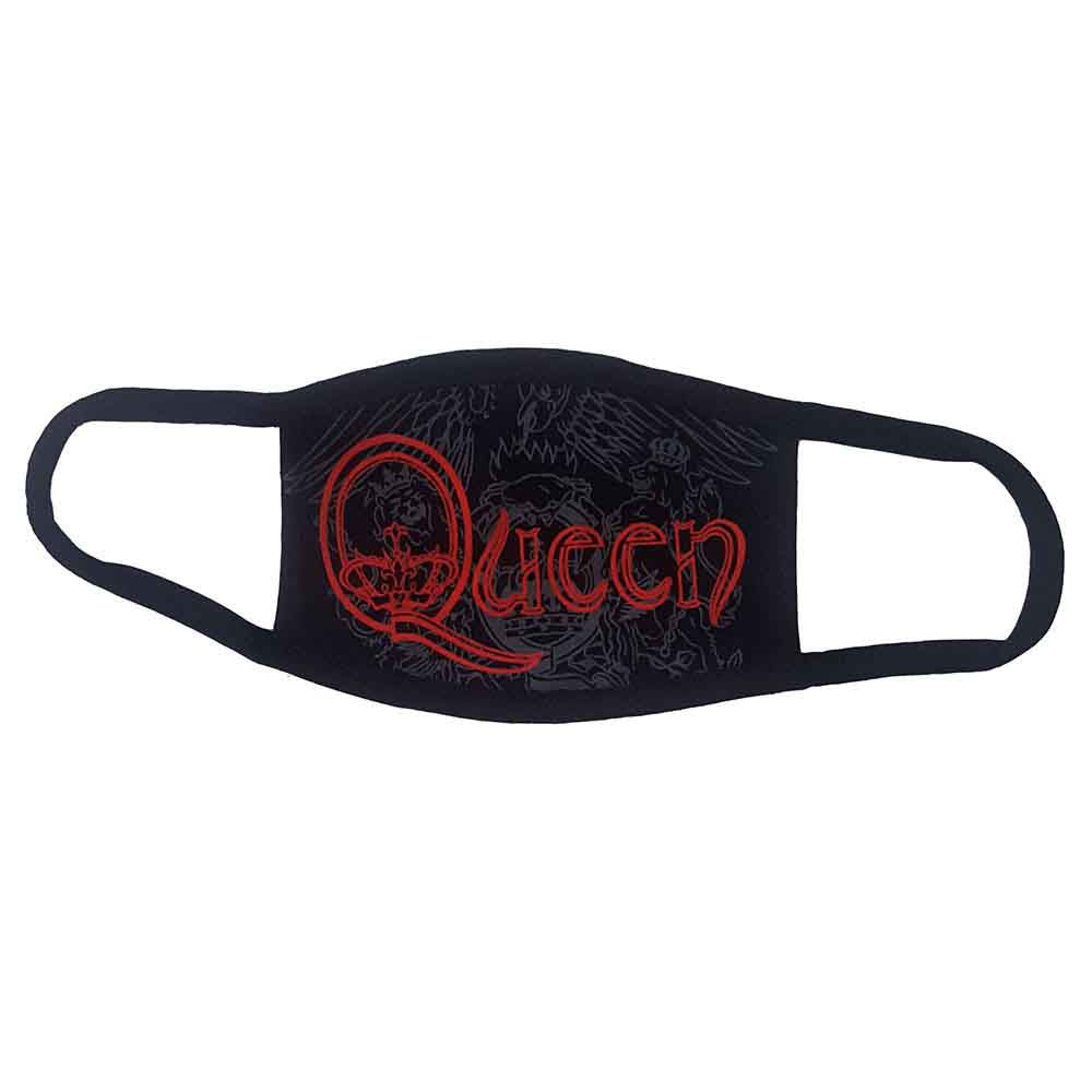 Queen Face Mask: Red Retro Logo (Black)