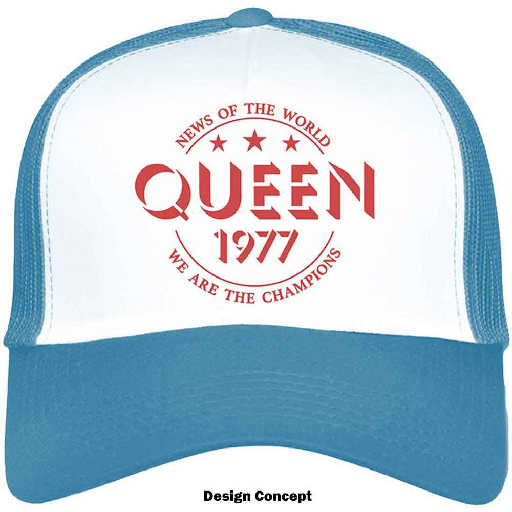 Queen Unisex Mesh Back Cap: Champions 77 (Blue & White)