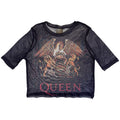 Queen Ladies Mesh Crop Top: Classic Crest (Navy)