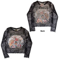 Queen Ladies Long Sleeve Mesh Crop Top: A Day At The Races (Black) (Front & Back)