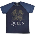Queen Unisex Raglan T-Shirt: Crest (Navy Blue & Denim Blue)