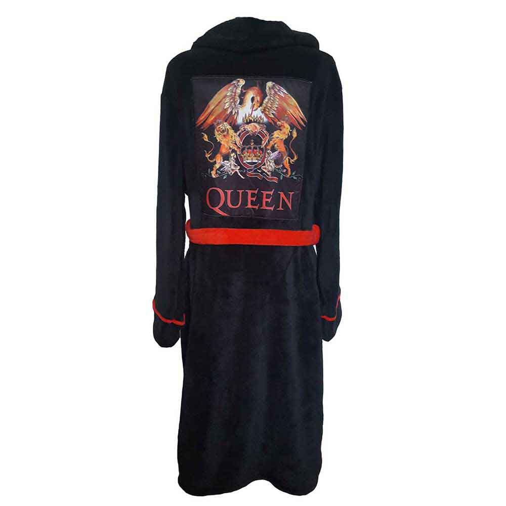 Queen Unisex Bathrobe: Classic Crest (Black) (Back Print)