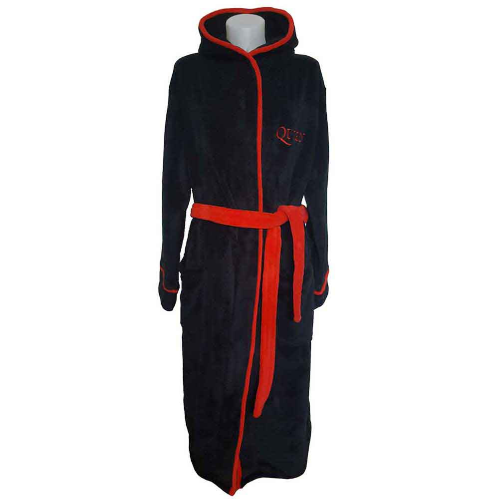 Queen Unisex Bathrobe: Classic Crest (Black) (Back Print)