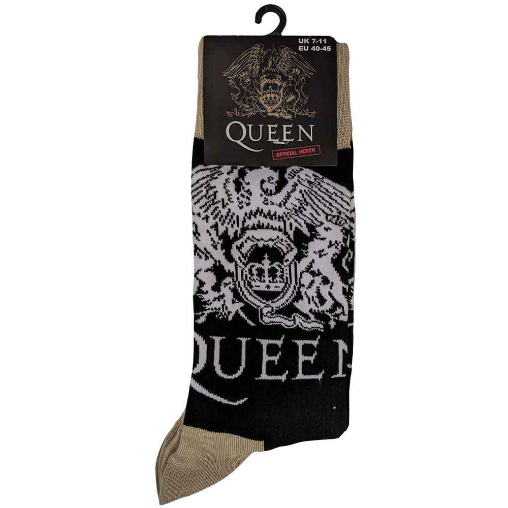 Queen Unisex Ankle Socks: Crest & Logo (Black) (UK Size 7 - 11)