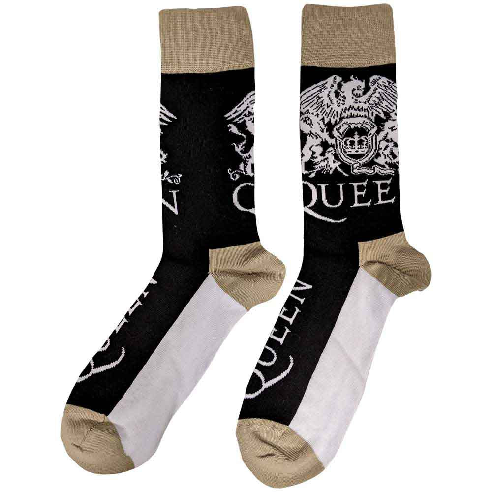 Queen Unisex Ankle Socks: Crest & Logo (Black) (UK Size 7 - 11)