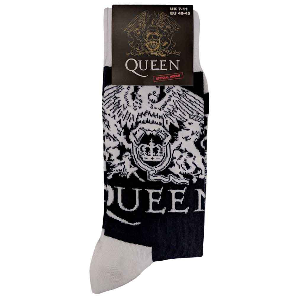 Queen Unisex Ankle Socks: White Crests (Navy Blue) (UK Size 7 - 11)