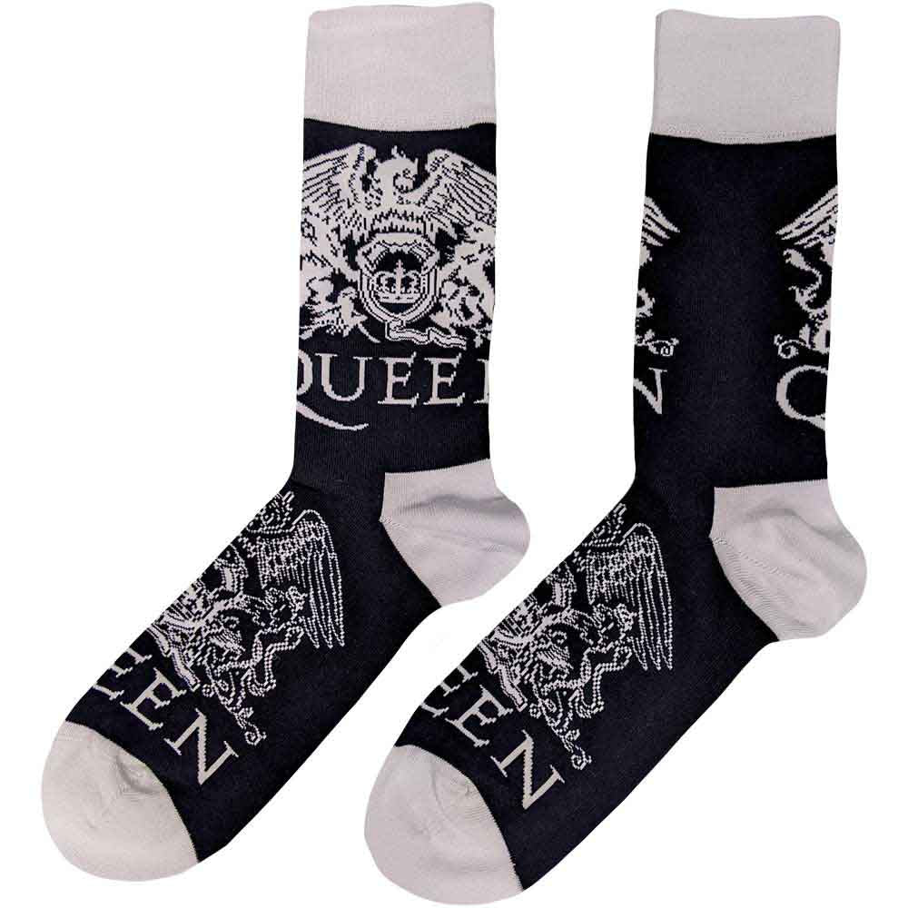 Queen Unisex Ankle Socks: White Crests (Navy Blue) (UK Size 7 - 11)