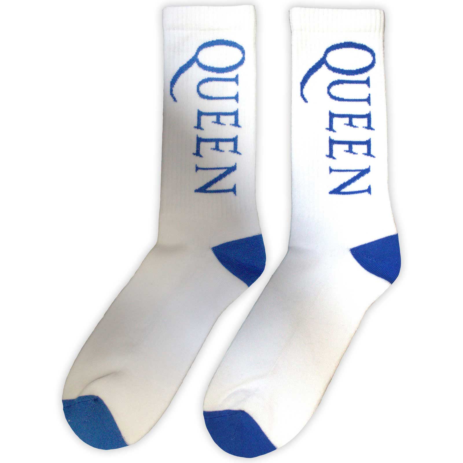 Queen Unisex Terry Socks: Blue Logo (White) (UK Size 7 - 11)