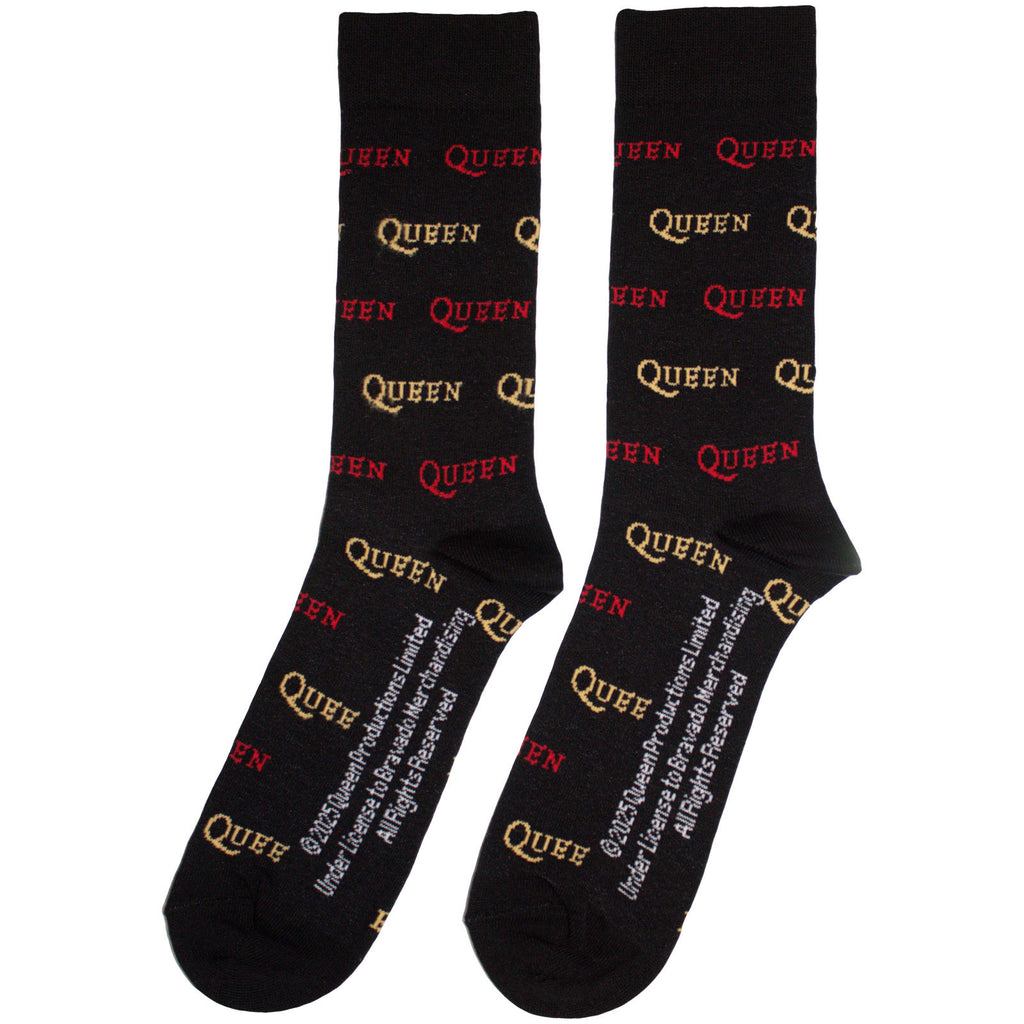 Queen Unisex Ankle Socks: Logo Repeat Colour (Black) (UK Size 6 - 11)