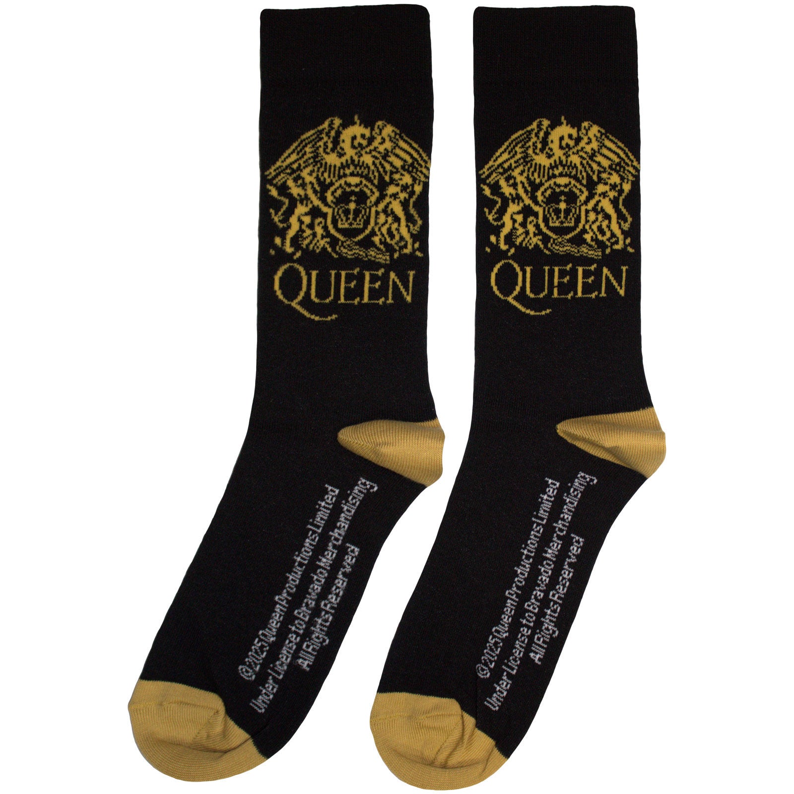 Queen Unisex Ankle Socks: Gold Crest (Black) (UK Size 6 - 11)