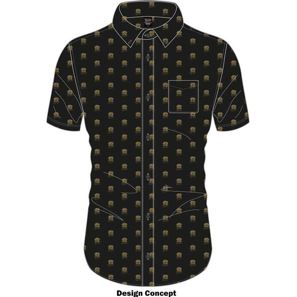 Queen Unisex Casual Shirt: Crest Pattern (Black) (All Over Print)