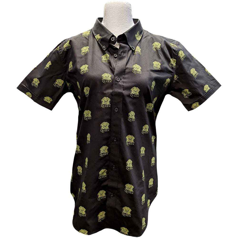 Queen Unisex Casual Shirt: Crest Pattern (Black) (All Over Print)