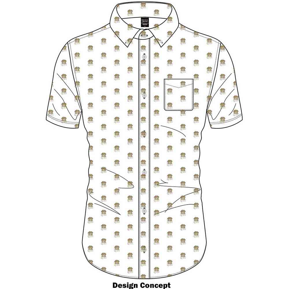 Queen Unisex Casual Shirt: Crest Pattern (White) (All Over Print) (LOS)