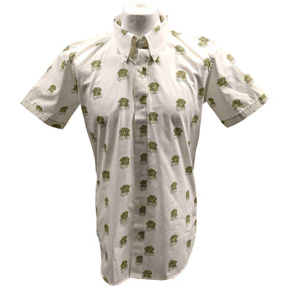 Queen Unisex Casual Shirt: Crest Pattern (White) (All Over Print) (LOS)