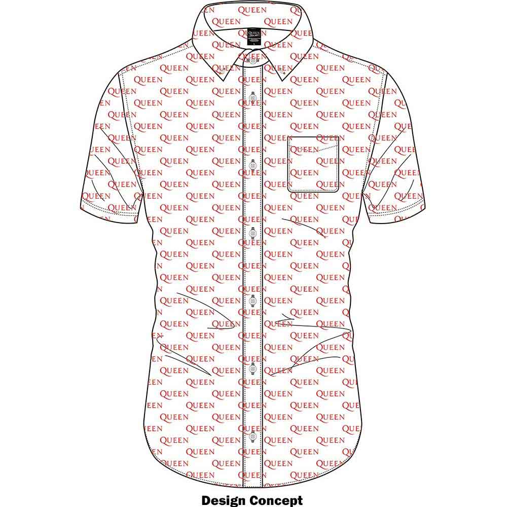 Queen Unisex Casual Shirt: Logo Pattern (White) (All Over Print) (LOS)