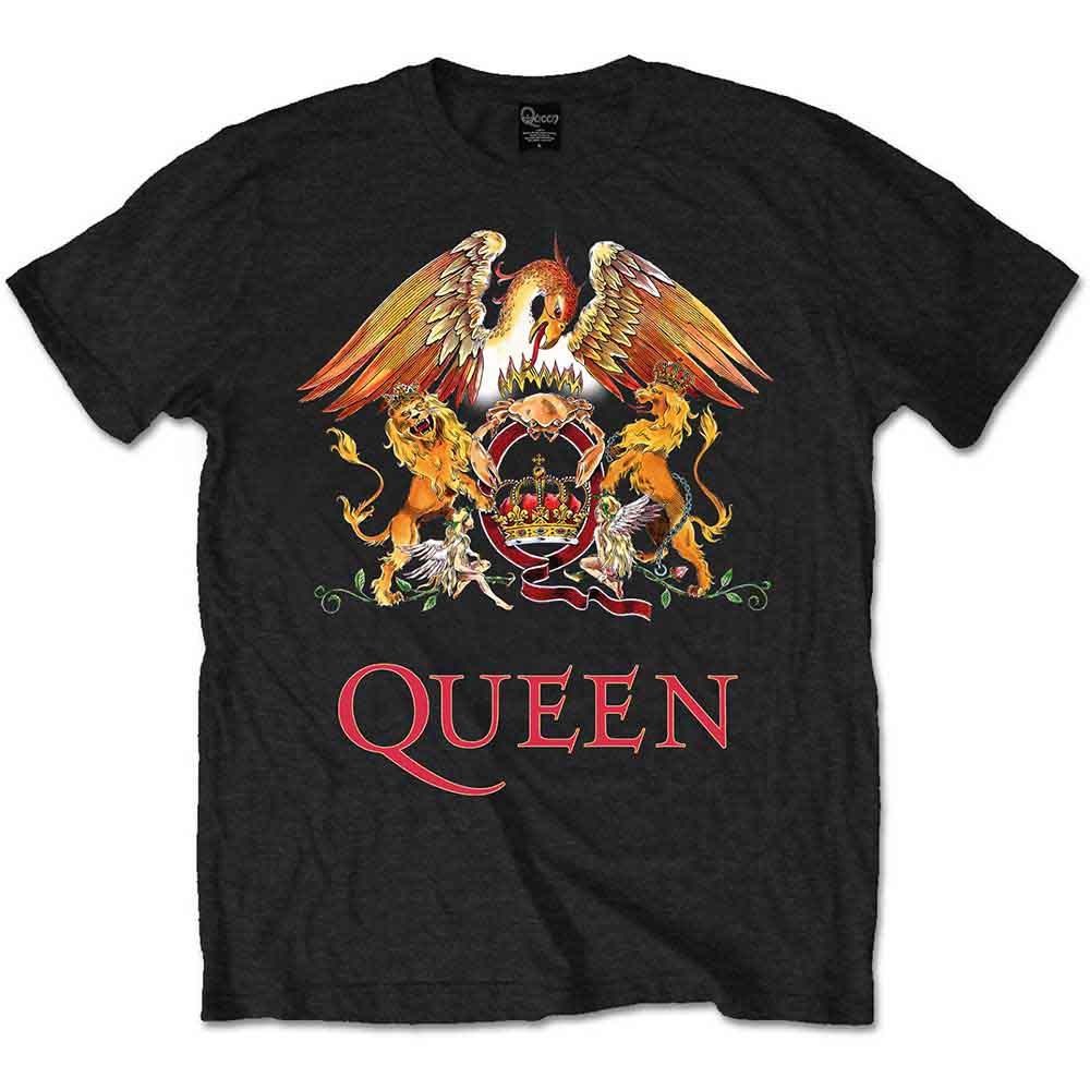 Queen Kids T-Shirt: Classic Crest (Black)