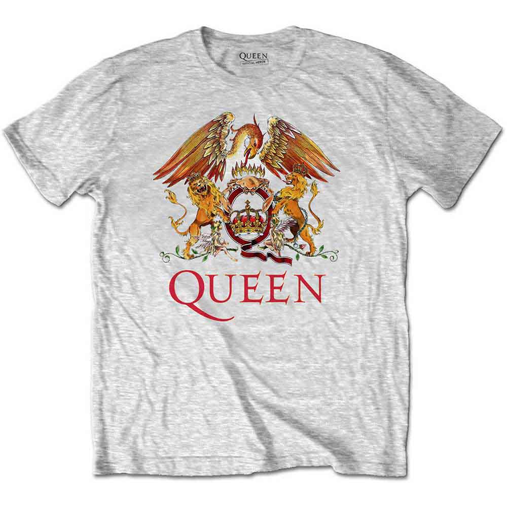 Queen Kids T-Shirt: Classic Crest (Heather Grey)